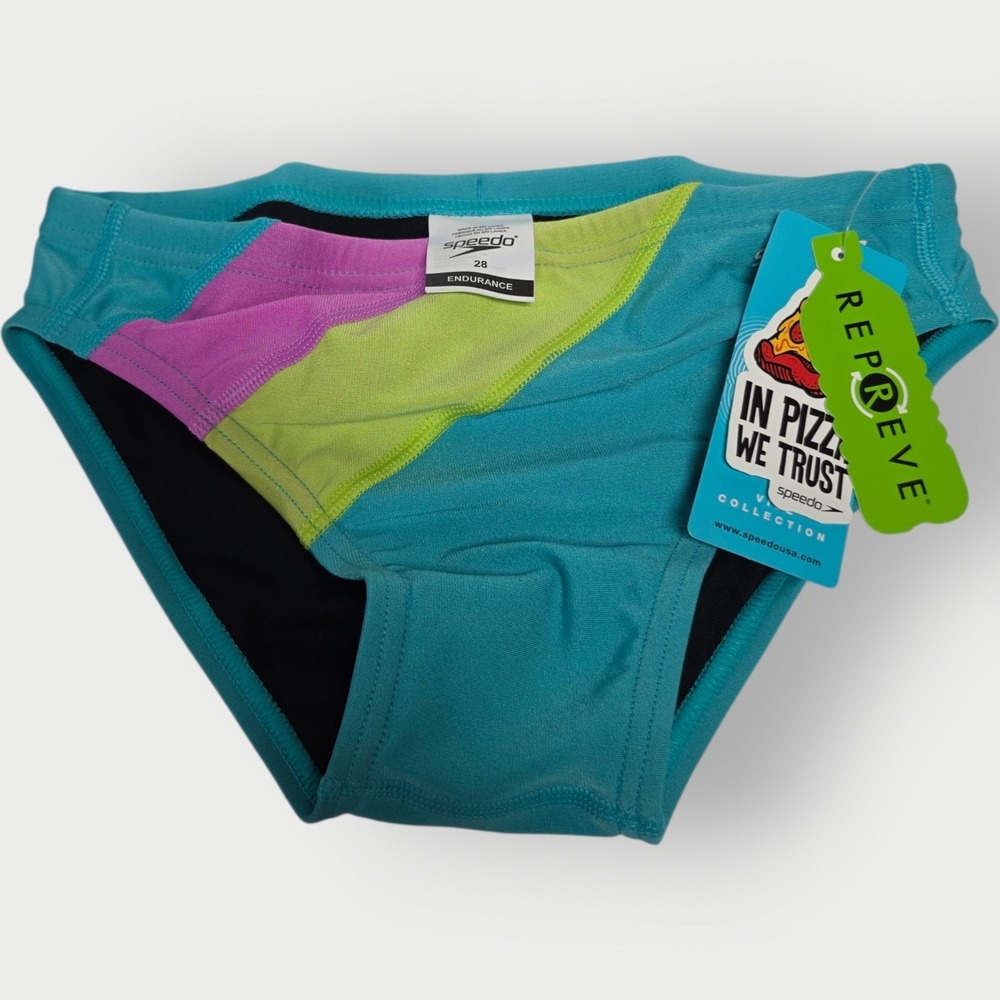 NEW Men's / Youth SPEEDO Swim Briefs Euro Brazilian Size 28 Speedo Acid Lime Eco